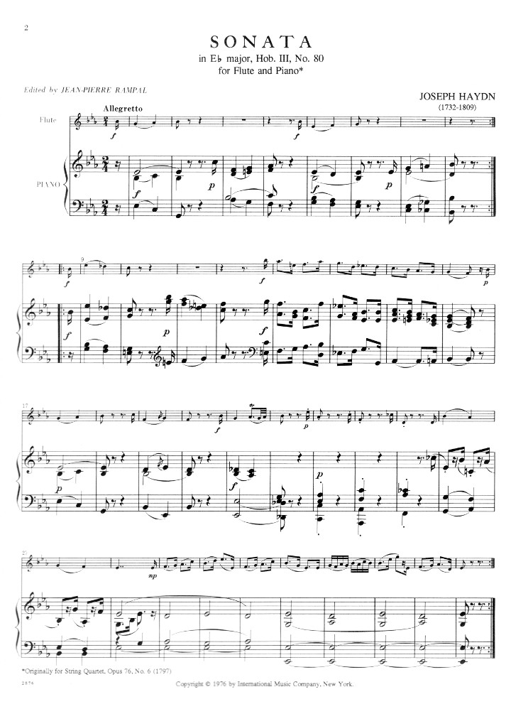 Haydn, J :: Sonata in Eb Major, Heb. III, No. 80
