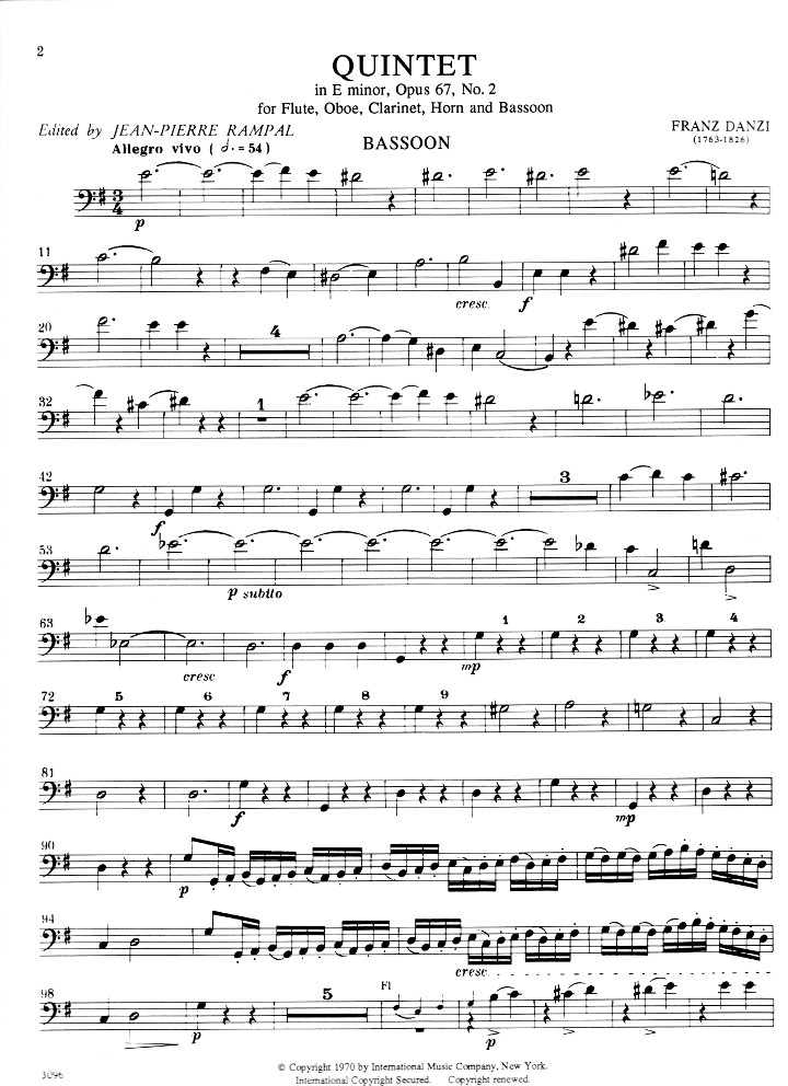 Danzi, F :: Quintet in E minor, op. 67, No. 2