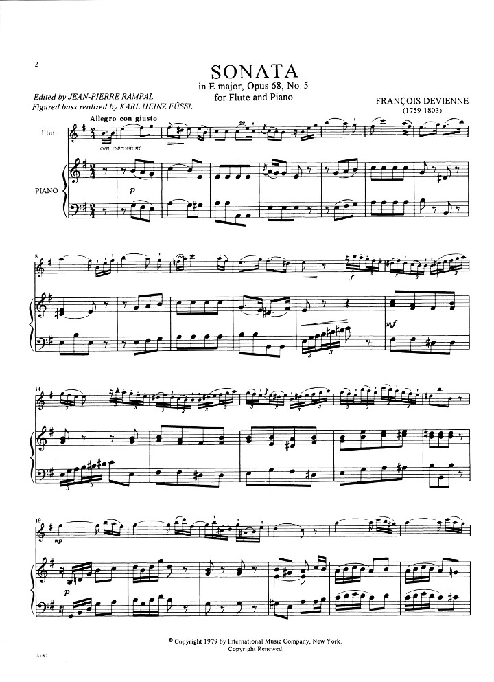 Devienne, F :: Sonata in E minor, op. 68, No. 5