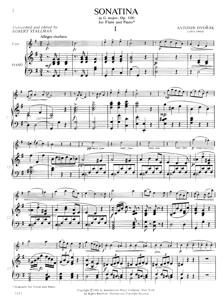 Dvorak, A :: Sonatina in G Major, op. 100
