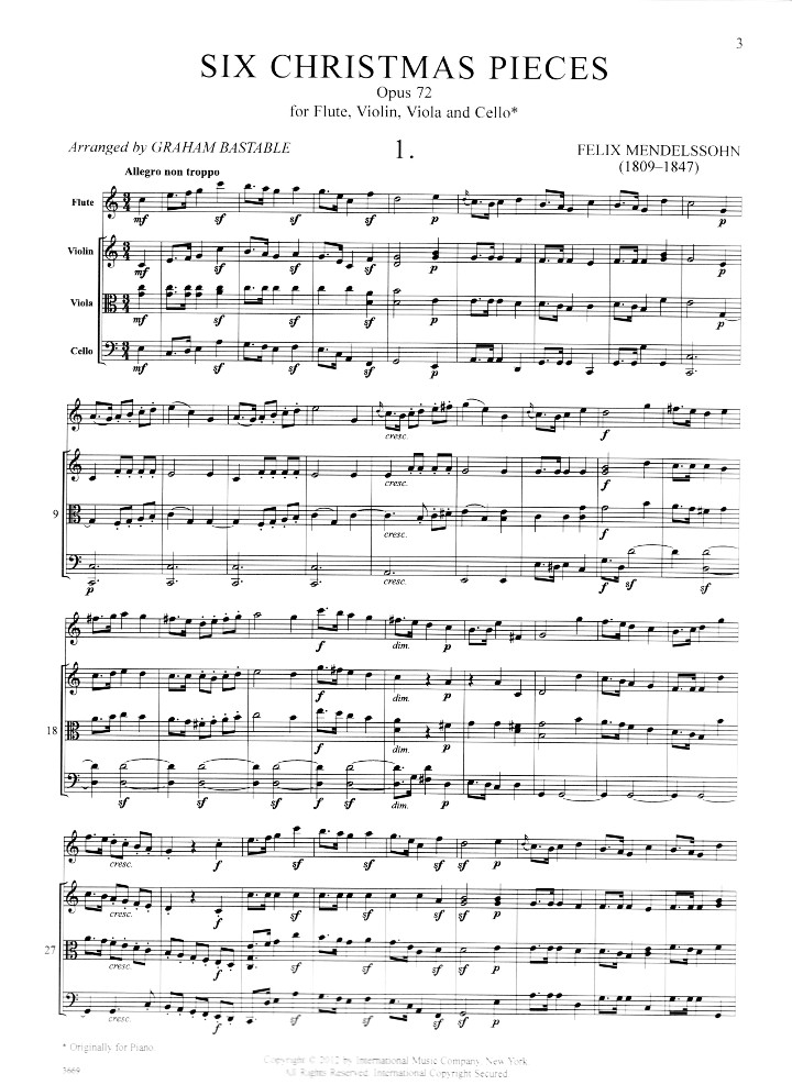 Mendelssohn, F :: Six Christmas Pieces Op. 72