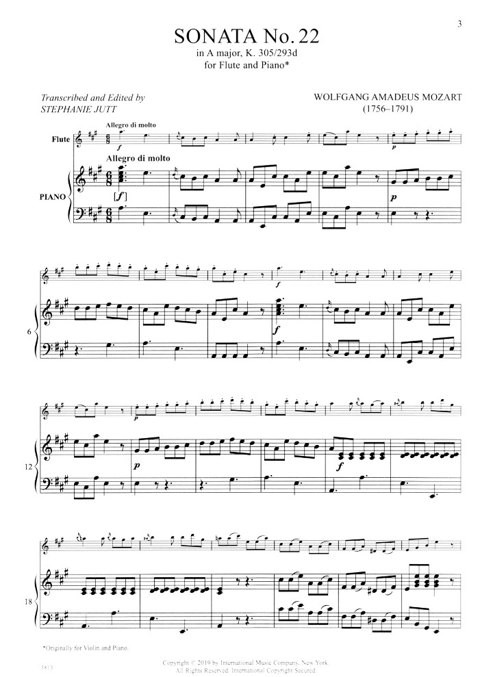 Mozart, WA :: Sonata No. 22 in A Major, K.305/293d