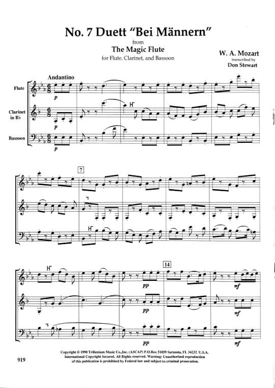 Mozart, WA :: No. 7 Duett 'Bei Mannern' from The Magic Flute