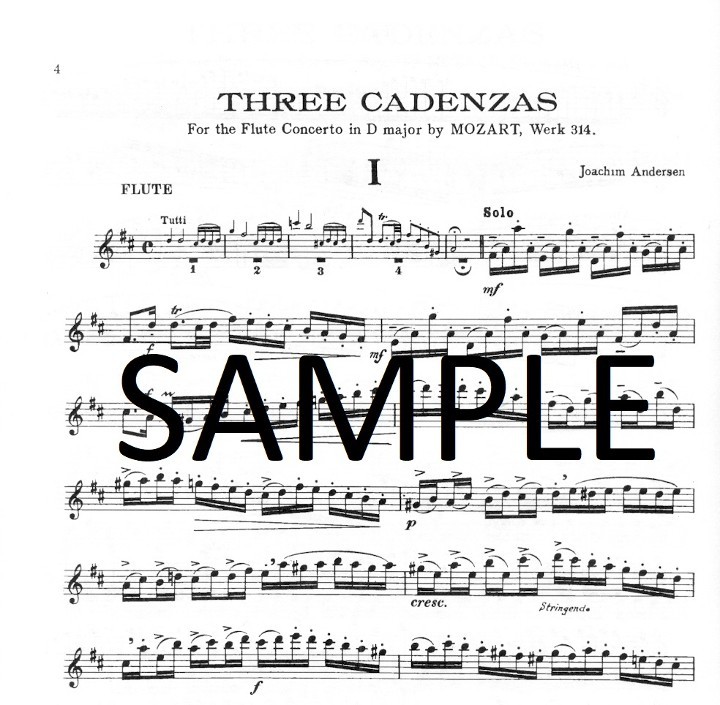 Donjon, J; Andersen, J :: Two Sets of 3 Cadenzas (for Mozart's Flute Concerto in D Major, K. 314)