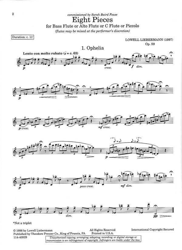 Liebermann, L :: Eight Pieces op.59