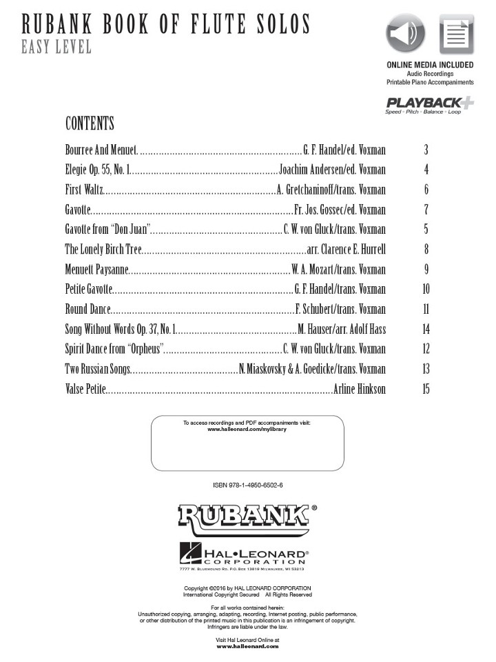 Various :: Rubank Book of Flute Solos - Easy Level