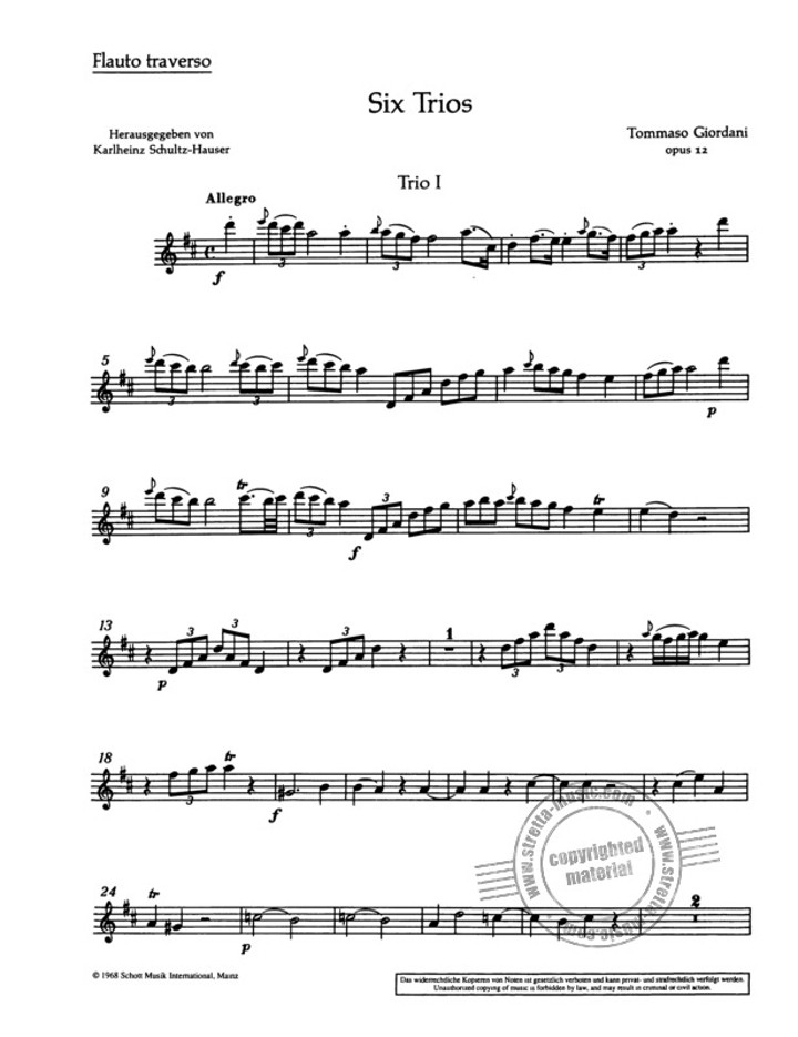 Giordani, T :: 6 Trios Op. 12 - Volume 1