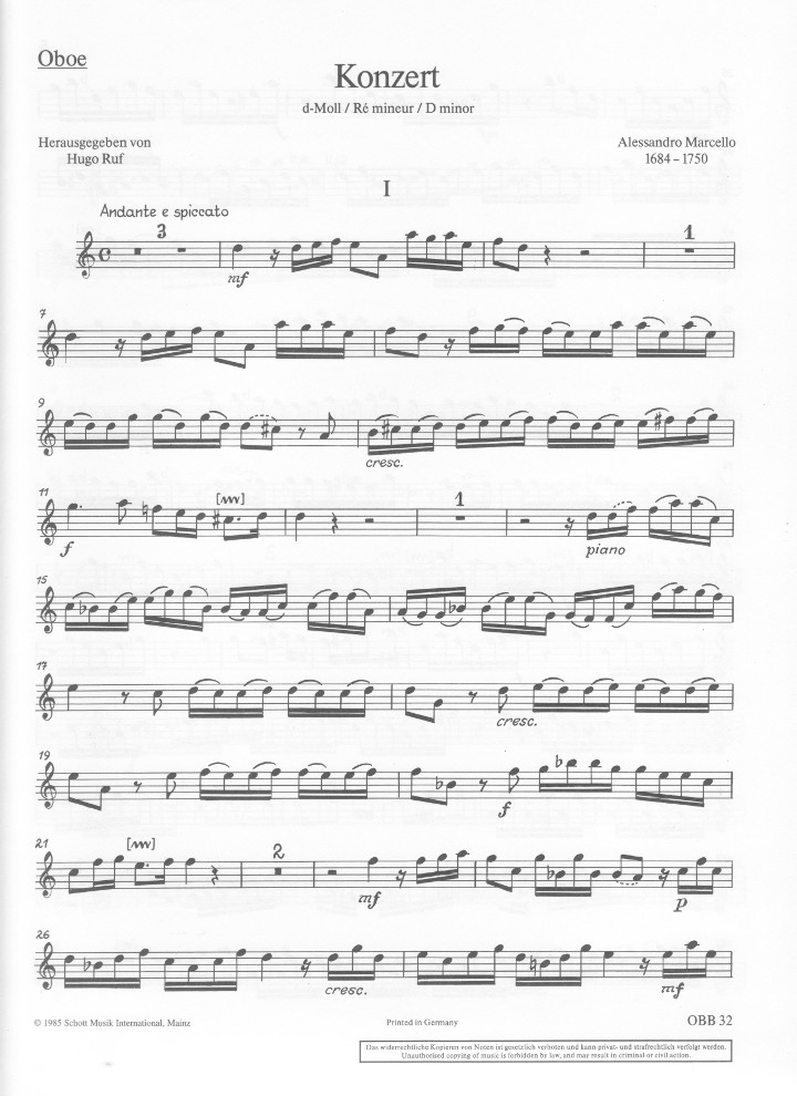 Marcello, A :: Concerto in D Minor