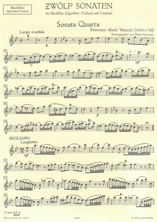 12 Sonatas Op. 1 Vol. 2 Flute