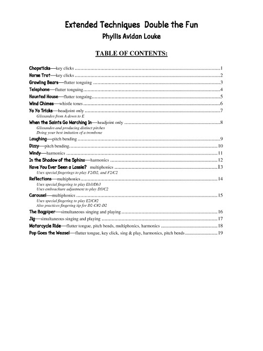 Score - Table of Contents