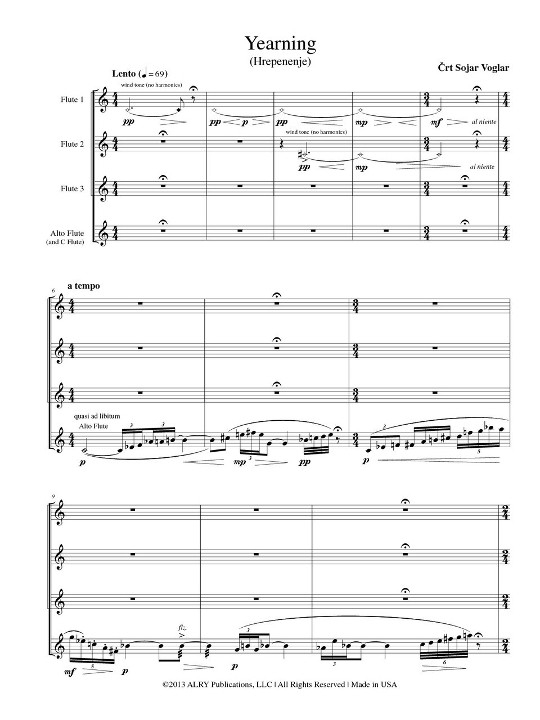Yearning (Hrepenenje) Score Page 1