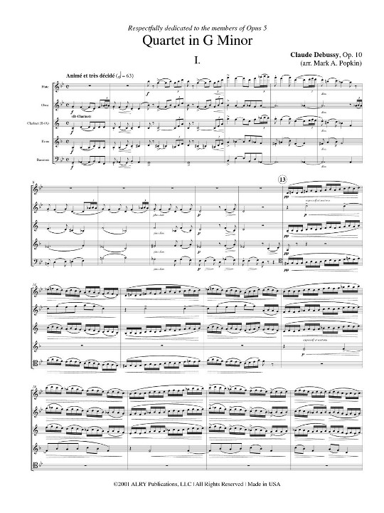 Quartet in G Minor, Op. 10 Score Page 1
