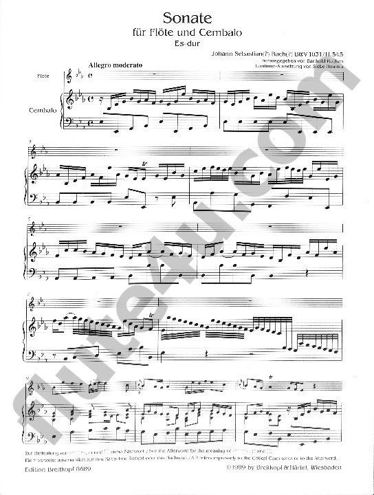 Bach, JS :: Sonata in E flat Major BWV 1031/H. 545