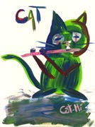 Painting - Surfs-Up Kitty with Flute