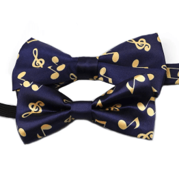 Bow Tie - Navy with Gold Music Notes