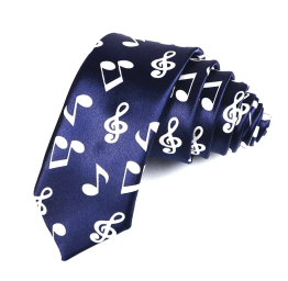 Neck Tie - Wide Navy with White Music Notes