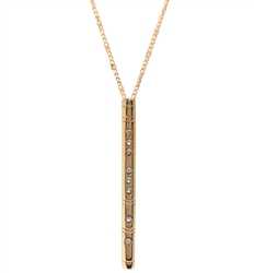Necklace - Gold Flute with Rhinestones