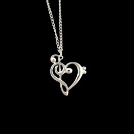 Necklace - Treble Clef Silver Heart