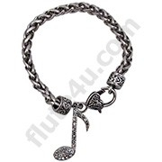 Bracelet - Crystal Eighth  Note w/ Heart Clasp