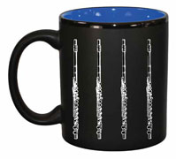 Ceramic Mug - Black Matte with Flutes