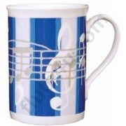 Bone China Mug - Blue Striped Music Notes