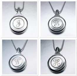 Necklace - Engraved Plateau Key with Initial