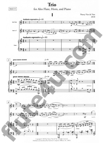van de Vate, N :: Trio for Alto Flute, Horn, and Piano