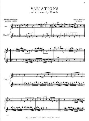 Blavet, M :: Variations on a Theme by Corelli