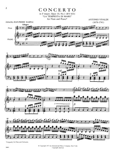 Vivaldi, A :: Concerto in F Major, op. 10 no. 1 (RV 433) 'La Tempesta di Mare'