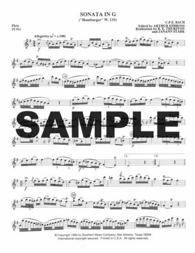 Bach, CPE :: Sonata in G ('Hamburger' W. 133)