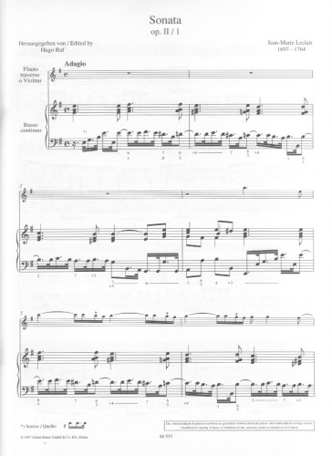 Leclair, JM :: Sonata in E minor op. 2, No. 1