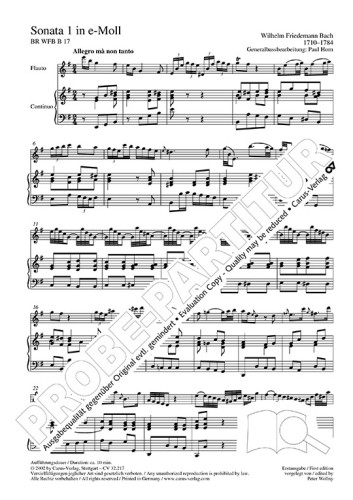 Bach, WF :: Zwei Sonaten in e-Moll und F-Dur [Two Sonatas in e minor and F Major] BR-WFB 17 und 18