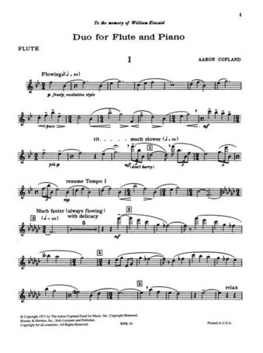 Copland, A :: Duo for Flute and Piano