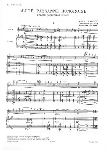 Bartok, B :: Suite Paysanne Hongroise