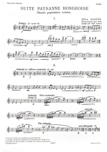 Bartok, B :: Suite Paysanne Hongroise