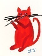 Painting - Devilish Kitty with Flute