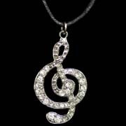Necklace - G Clef with Crystals
