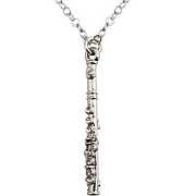 Flute Silver Necklace with Crystal Keys