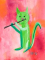 Painting - Watercolor Kitty with Flute